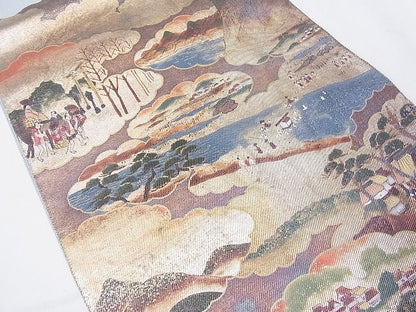平和屋着物■太鼓柄袋帯 雲重ね風景文 金彩 逸品 CAAB3742hy