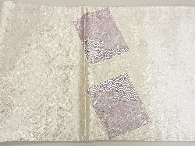 平和屋着物◎六通太鼓柄袋帯　駒刺繍　色紙重ね吉祥文　銀糸　逸品　DAAC3255mz