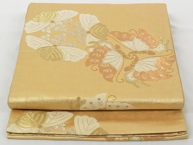 感謝セール，新品■仕立て上がり■正絹引き箔，焼き箔加工，編み模様モダン袋帯 楽天市場】高級西陣織 袋帯 『手もみ箔』正絹 未仕立て 新品