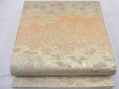 平和屋着物◎佐賀錦 六通柄袋帯 道長草花文 金糸 逸品 BAAD2430ea
