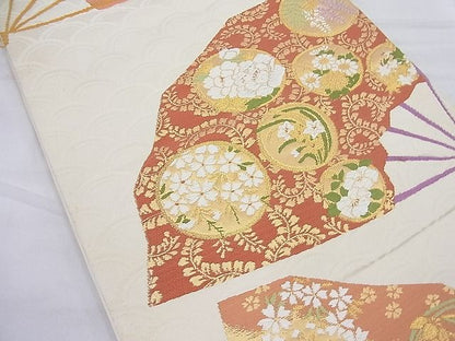 平和屋着物◎六通柄袋帯 唐織 扇面花丸文 金銀糸 逸品 BAAD3747ea