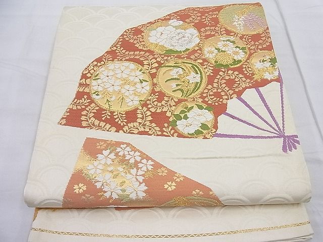 平和屋着物◎六通柄袋帯 唐織 扇面花丸文 金銀糸 逸品 BAAD3747ea