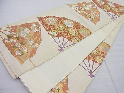 平和屋着物◎六通柄袋帯 唐織 扇面花丸文 金銀糸 逸品 BAAD3747ea