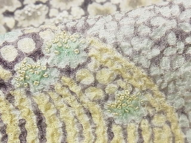 平和屋本店■極上　訪問着　絞り　流水花文　暈し染め　銀通し地　正絹　逸品　KAAA0866kk4