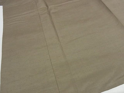 平和屋本店●極上　男性　紬　アンサンブル　兵児帯セット　着物：生壁色　羽織：焦茶　兵児帯：虫襖 　正絹　逸品　KAAA0871kk4