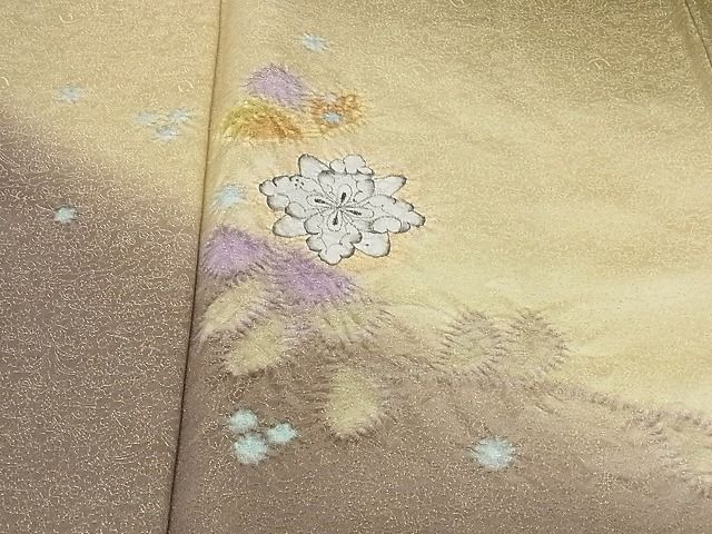 平和屋本店■極上　久保田一竹　幻の辻が花　色留訪問着　暈し染め　金通し地　正絹　逸品　KAAA0880kk4