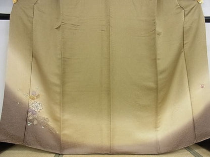 平和屋本店■極上　久保田一竹　幻の辻が花　色留訪問着　暈し染め　金通し地　正絹　逸品　KAAA0880kk4