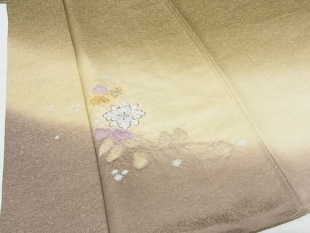 平和屋本店■極上　久保田一竹　幻の辻が花　色留訪問着　暈し染め　金通し地　正絹　逸品　KAAA0880kk4
