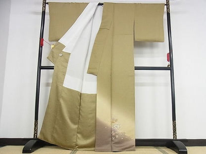 平和屋本店■極上　久保田一竹　幻の辻が花　色留訪問着　暈し染め　金通し地　正絹　逸品　KAAA0880kk4