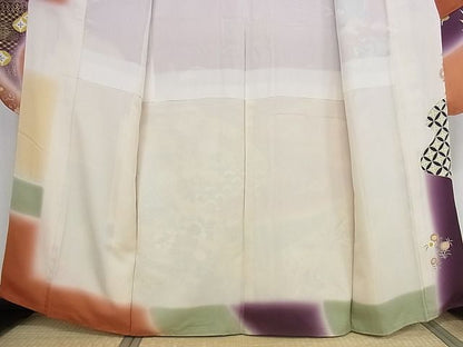 平和屋本店●極上　創業460年・千總　振袖　駒刺繍　花鳥風景文　暈し染め　金彩　正絹　逸品　KAAA0890kk4