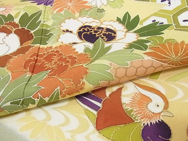 平和屋本店●極上　創業460年・千總　振袖　駒刺繍　花鳥風景文　暈し染め　金彩　正絹　逸品　KAAA0890kk4