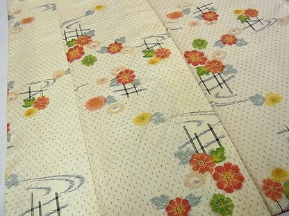 平和屋着物■上質な紬　流水草花文　逸品　DAAC7575ud