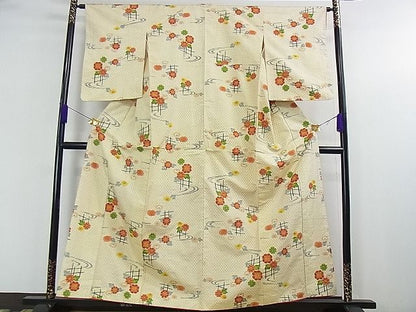 平和屋着物■上質な紬　流水草花文　逸品　DAAC7575ud