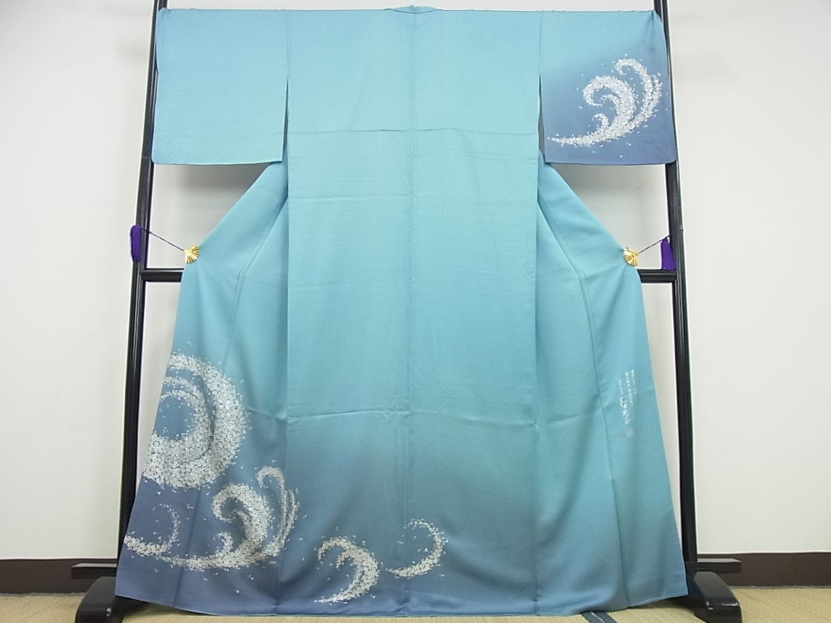 期間限定セール20％off●極上　金彩友禅　卓越技能者・名工・和田光正　訪問着　立波舞花文　暈し染め　逸品4s736