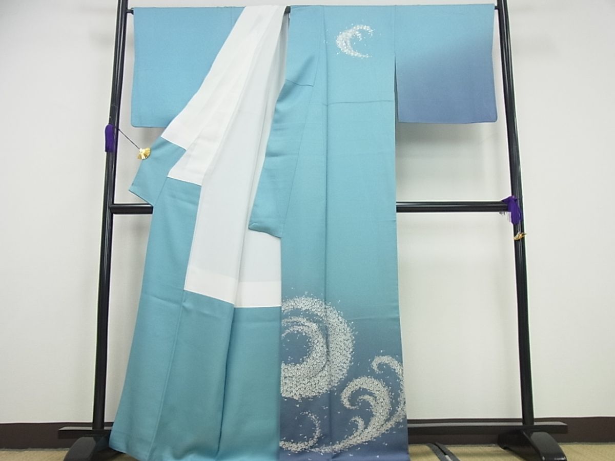期間限定セール20％off●極上　金彩友禅　卓越技能者・名工・和田光正　訪問着　立波舞花文　暈し染め　逸品4s736