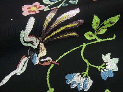 期間限定セール30％off●最高級　龍村平蔵製　本袋帯　彦花鳥錦　黒地　逸品4s751