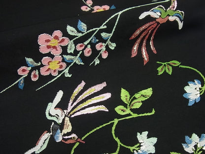 期間限定セール30％off●最高級　龍村平蔵製　本袋帯　彦花鳥錦　黒地　逸品4s751