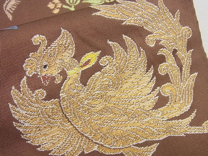 平和屋本店●最高級　龍村平蔵製　木画獅鳳錦　本袋帯　金糸　逸品4s798