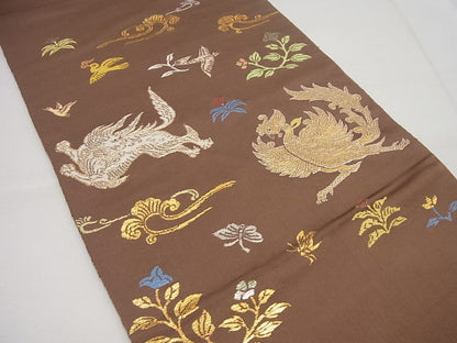 平和屋本店●最高級　龍村平蔵製　木画獅鳳錦　本袋帯　金糸　逸品4s798