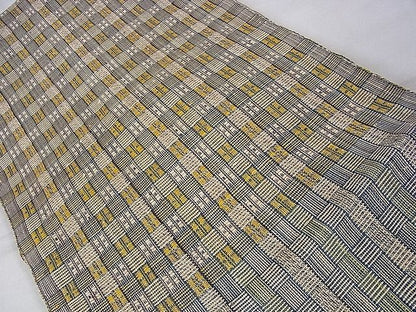 平和屋本店■希少　夏物　人間国宝　平良敏子　喜如嘉の芭蕉布　八寸名古屋帯　花織　希少柄　逸品　未使用　DZAA0321kh4
