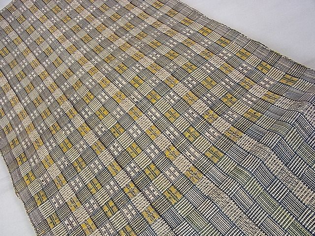 平和屋本店■希少　夏物　人間国宝　平良敏子　喜如嘉の芭蕉布　八寸名古屋帯　花織　希少柄　逸品　未使用　DZAA0321kh4