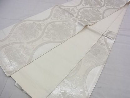 平和屋着物◎六通柄袋帯 立涌牡丹唐草文 銀糸 逸品 BAAD3483du