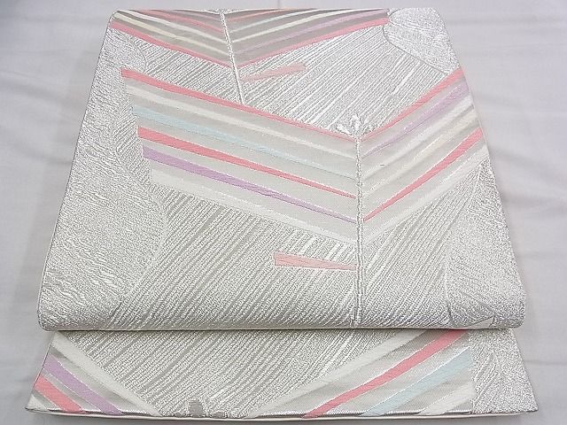 平和屋着物◎六通柄袋帯 唐織 若松葉 銀糸 逸品 BAAD5546du