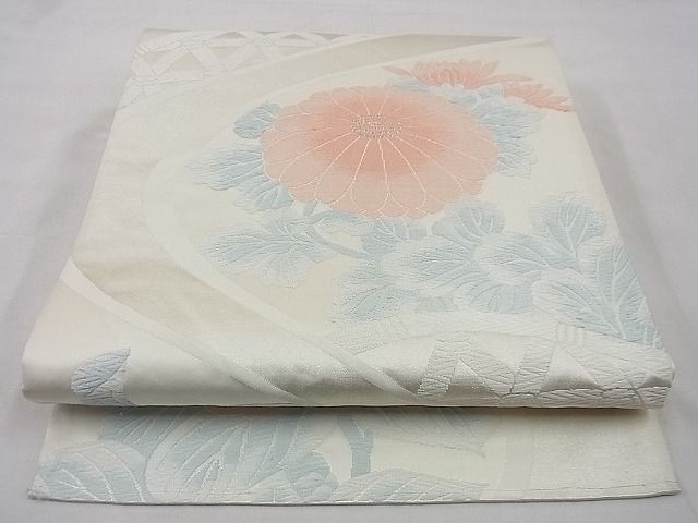 平和屋着物◎六通柄袋帯 唐織 籬流水菊文 銀糸 逸品 BAAD1324vj