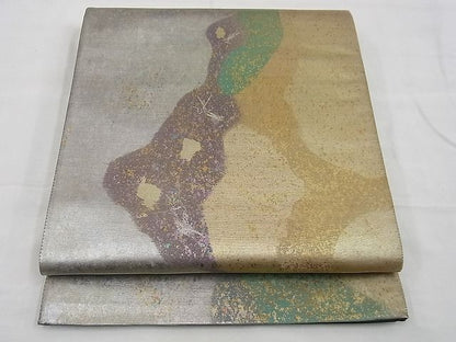 平和屋着物◎六通柄袋帯 霞文 金銀彩 引箔 逸品 BAAD1350vj