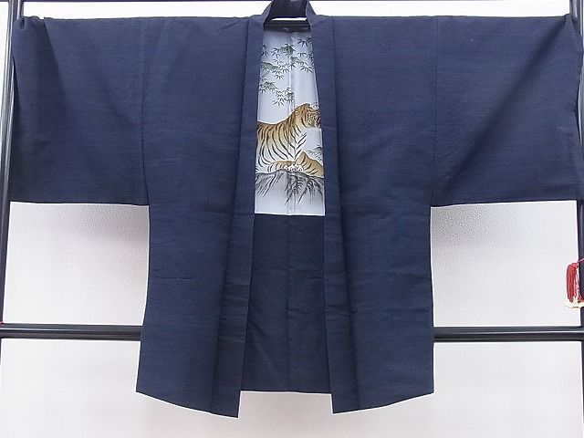 平和屋着物●男性 紬 アンサンブル 霞文 羽裏：虎 逸品 BAAD3573gh