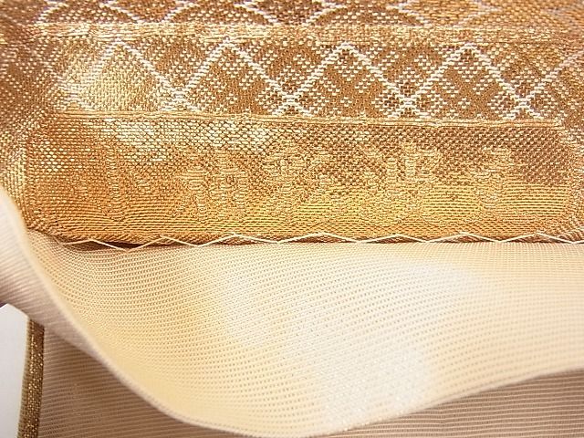 平和屋着物◎六通柄袋帯 唐織 小袖彩波文 金糸 逸品 BAAD4437hz