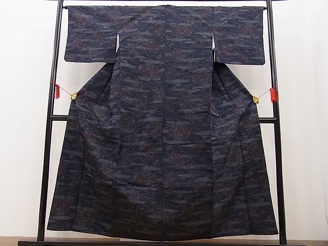 平和屋着物■上質な紬 草花文 逸品 BAAD1204yc