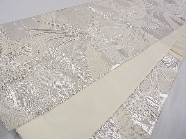 平和屋着物◎六通柄袋帯 立波鳳凰文 銀糸 逸品 CAAB2278dx
