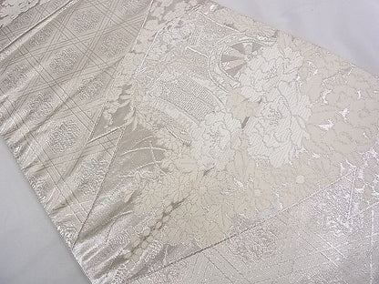 平和屋着物◎六通柄袋帯 松皮菱御所車花文 銀糸 逸品 CAAB2276dx