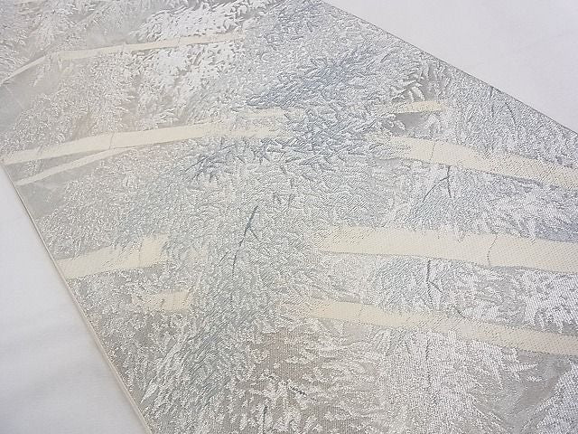 平和屋着物◎六通柄袋帯 笹竹文 銀糸 逸品 CAAB2284dx