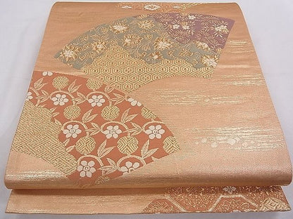 平和屋着物◎六通柄袋帯 地紙吉祥花文 金糸 逸品 CAAB2283dx