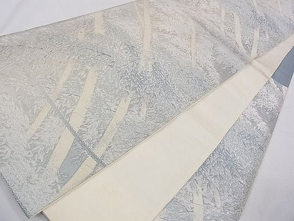 平和屋着物◎六通柄袋帯 笹竹文 銀糸 逸品 CAAB2284dx