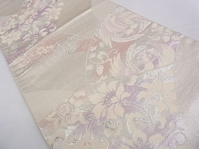 平和屋着物◎六通柄袋帯　鳳凰草花文　銀糸　逸品　CAAB3142dx