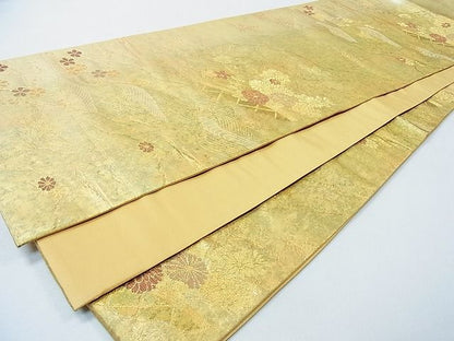 平和屋着物◎六通柄袋帯 流水草花文 古典引箔 逸品 CAAB1463in