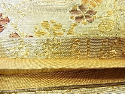 平和屋着物◎六通柄袋帯 流水草花文 古典引箔 逸品 CAAB1463in