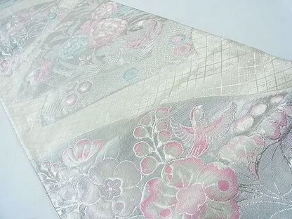 平和屋着物◎九百佐賀錦 六通柄袋帯 彩鳥寿光文 銀糸 逸品 CAAB1531in