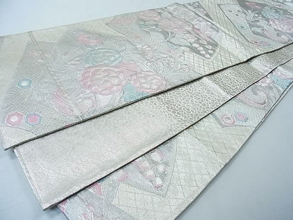 平和屋着物◎九百佐賀錦 六通柄袋帯 彩鳥寿光文 銀糸 逸品 CAAB1531in