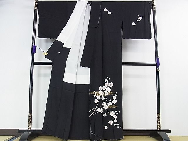 平和屋本店■極上 史上初の女性友禅師 京都府伝統産業優秀技術者 京の名工 岡山武子 訪問着 胡蝶蘭 黒地 金彩 さが美扱い 逸品 DZAA0397kh4