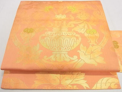 平和屋着物◎九寸名古屋帯　飾花文　金糸　逸品　DAAC0875cm