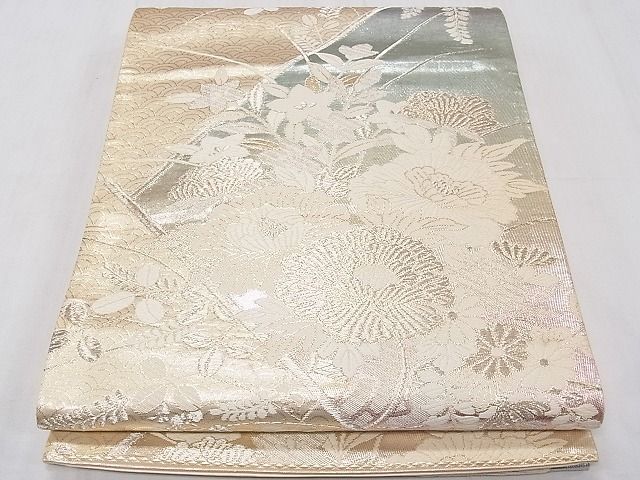 平和屋着物◎六通柄袋帯 草花文 金銀糸 逸品 CAAB0422fb