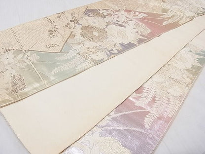 平和屋着物◎六通柄袋帯 草花文 金銀糸 逸品 CAAB0422fb