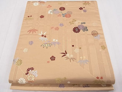 平和屋着物◎六通柄袋帯 唐織 笹竹花文 金糸 逸品 CAAB0556fb