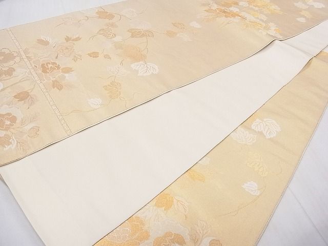 平和屋着物◎六通柄袋帯 流水鴛鴦花文 金糸 逸品 CAAB0583fb
