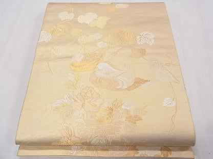 平和屋着物◎六通柄袋帯 流水鴛鴦花文 金糸 逸品 CAAB0583fb