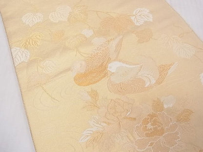 平和屋着物◎六通柄袋帯 流水鴛鴦花文 金糸 逸品 CAAB0583fb